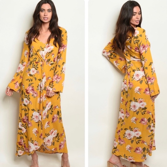 A Girl Thing Pants - FLORAL MUSTARD JUMPSUIT